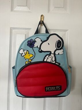 NWT Peanuts Kids Backpack Snoopy & Woodstock - Light Blue, ReD